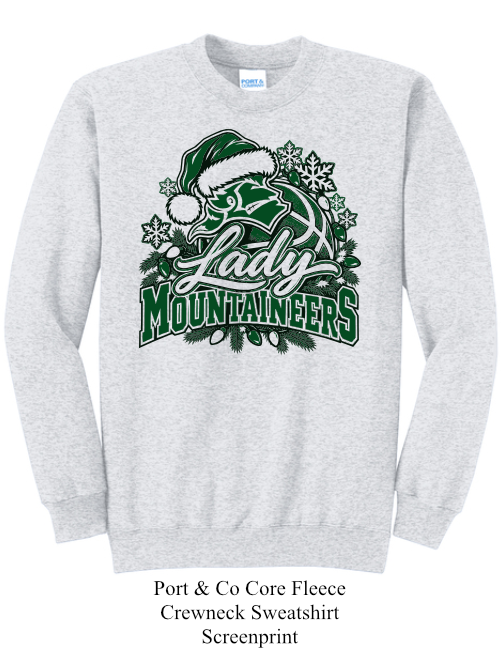 Lady Mountaineer Port and Co BBall Ash Fleece Crewneck Sweatshirt